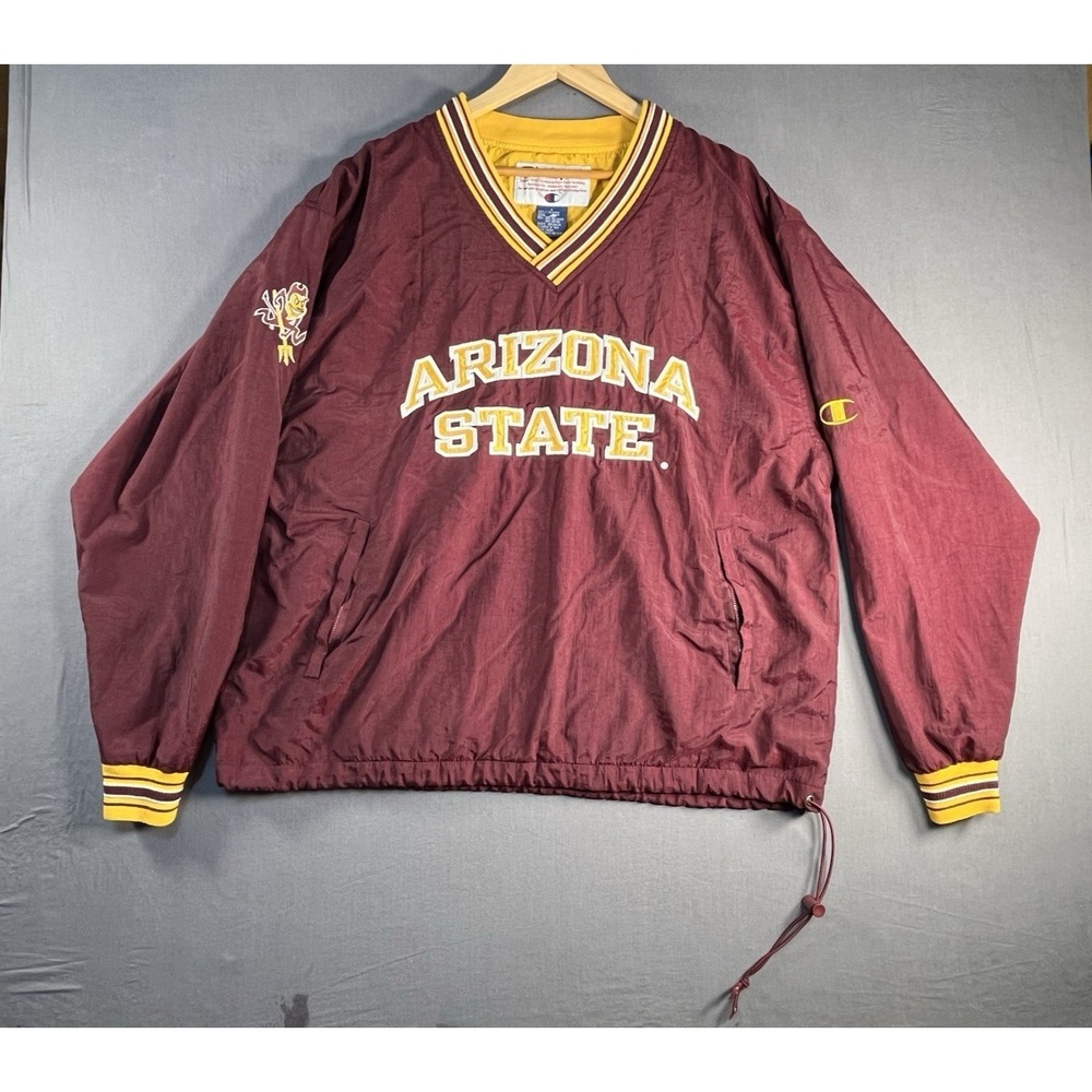 Vintage Champion Arizona State Sun Devils Pullover Jacket L Maroon ASU